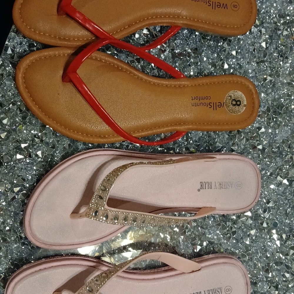 Red and Tan Women's Sandals